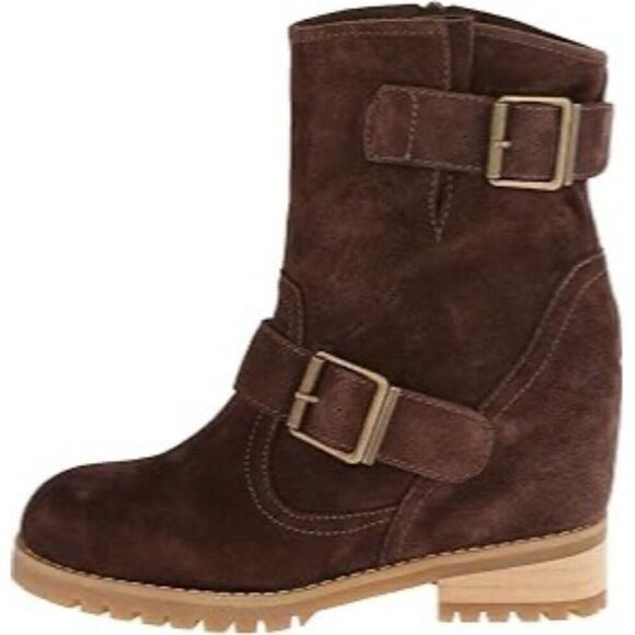 Sbicca Harmonic Brown Boots With Stacked Heel/ Hidden Wedge Size 6.5 - Picture 2 of 16